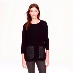 J. Crew Black Tunic Sweater with Leather Pockets